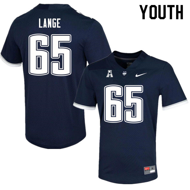 Youth #65 Aaron Lange Uconn Huskies College Football Jerseys Sale-Navy - Click Image to Close